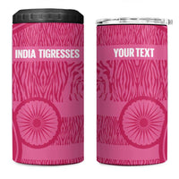 Custom India Football 2026 4 in 1 Can Cooler Tumbler Come On Blue Tigresses - Pink Version