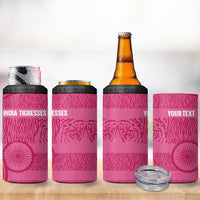 Custom India Football 2026 4 in 1 Can Cooler Tumbler Come On Blue Tigresses - Pink Version