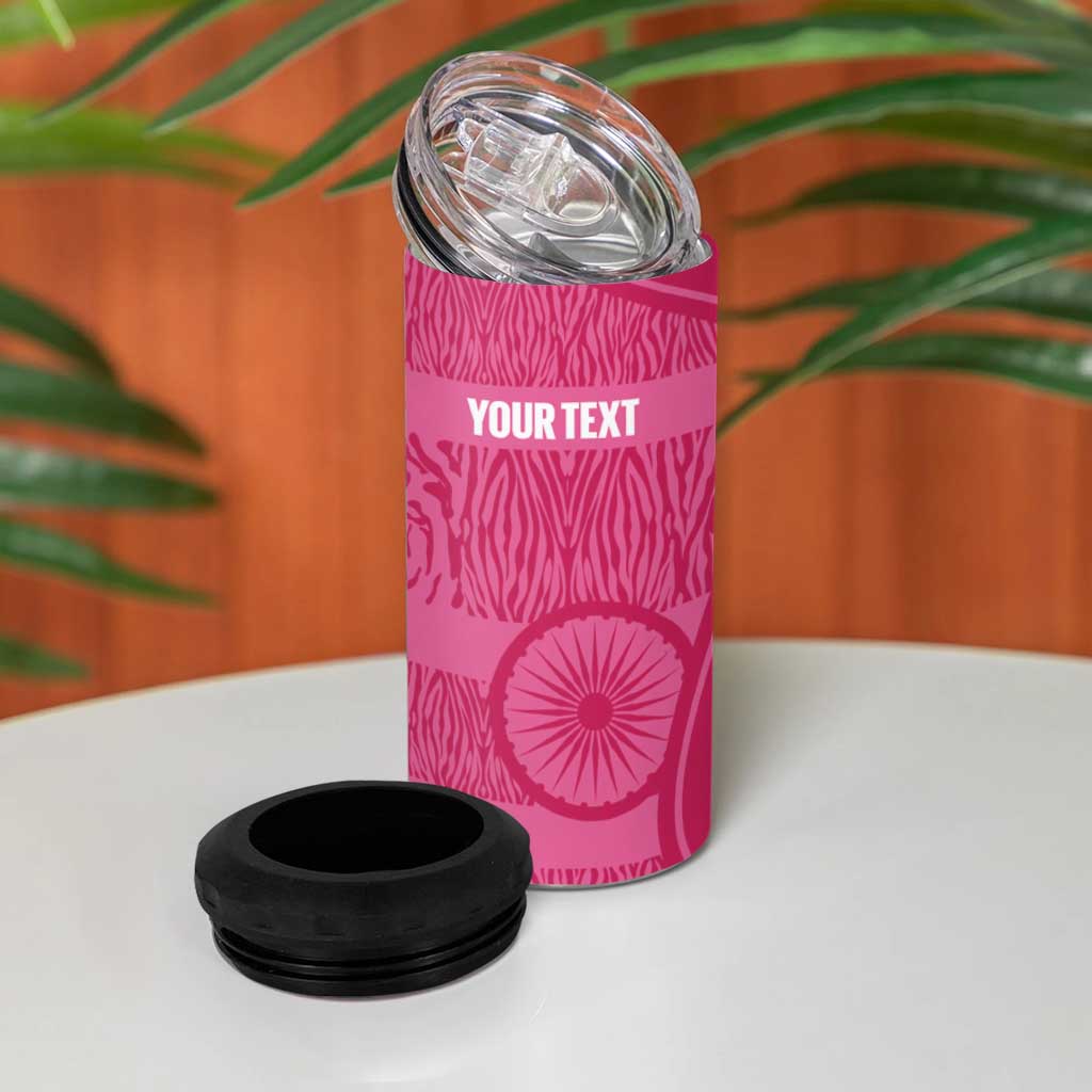 Custom India Football 2026 4 in 1 Can Cooler Tumbler Come On Blue Tigresses - Pink Version
