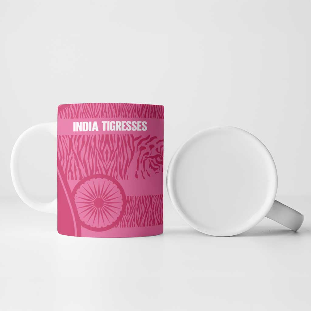 Custom India Football 2026 Ceramic Mug Come On Blue Tigresses - Pink Version