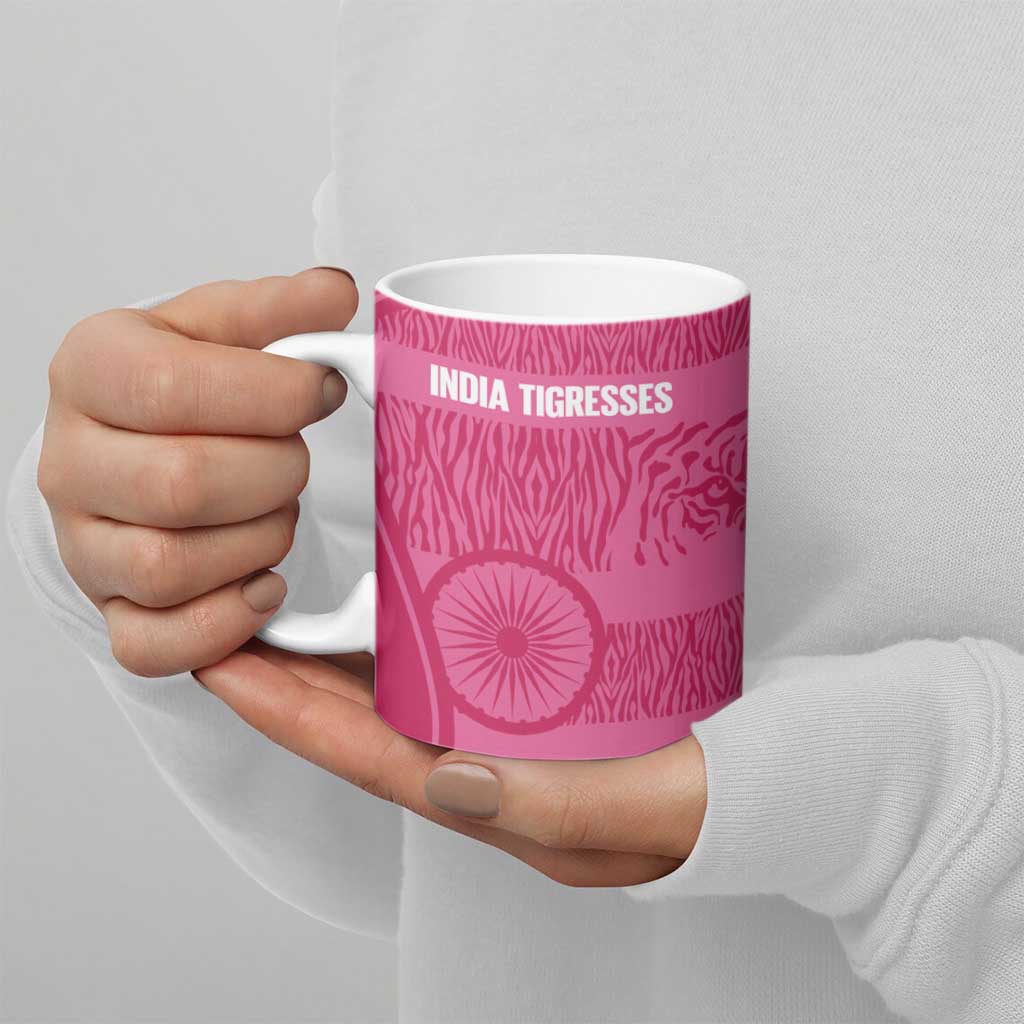 Custom India Football 2026 Ceramic Mug Come On Blue Tigresses - Pink Version