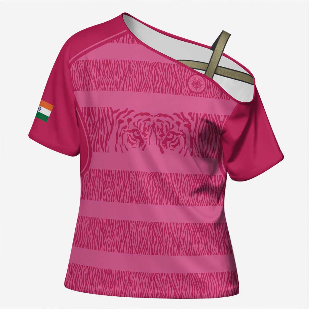 Custom India Football 2026 Cross Shoulder Shirt Come On Blue Tigresses - Pink Version