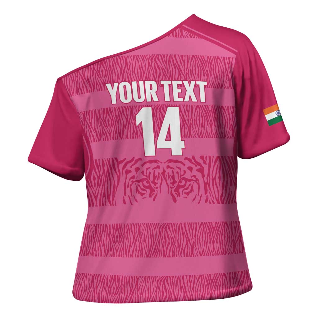 Custom India Football 2026 Cross Shoulder Shirt Come On Blue Tigresses - Pink Version