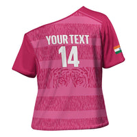 Custom India Football 2026 Cross Shoulder Shirt Come On Blue Tigresses - Pink Version