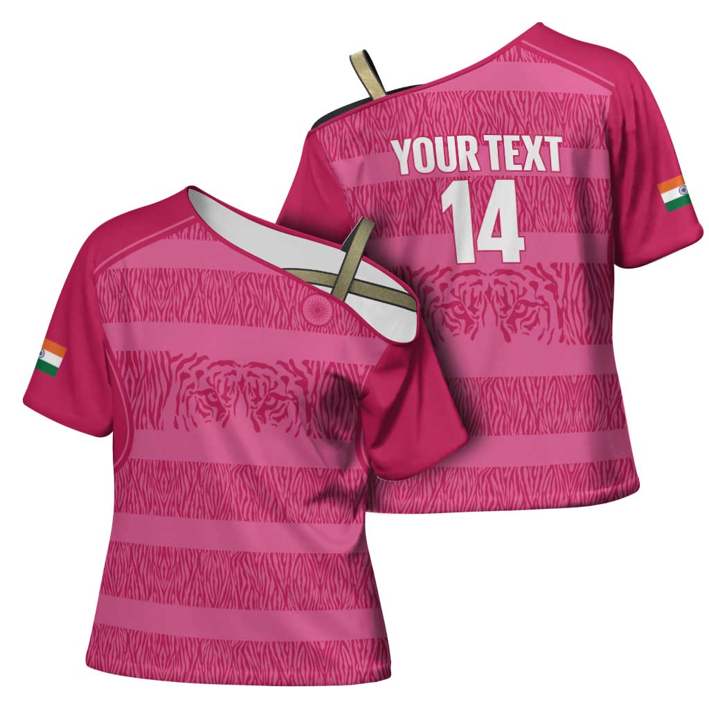 Custom India Football 2026 Cross Shoulder Shirt Come On Blue Tigresses - Pink Version