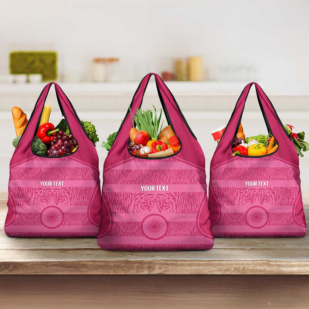 Custom India Football 2026 Grocery Bag Come On Blue Tigresses - Pink Version