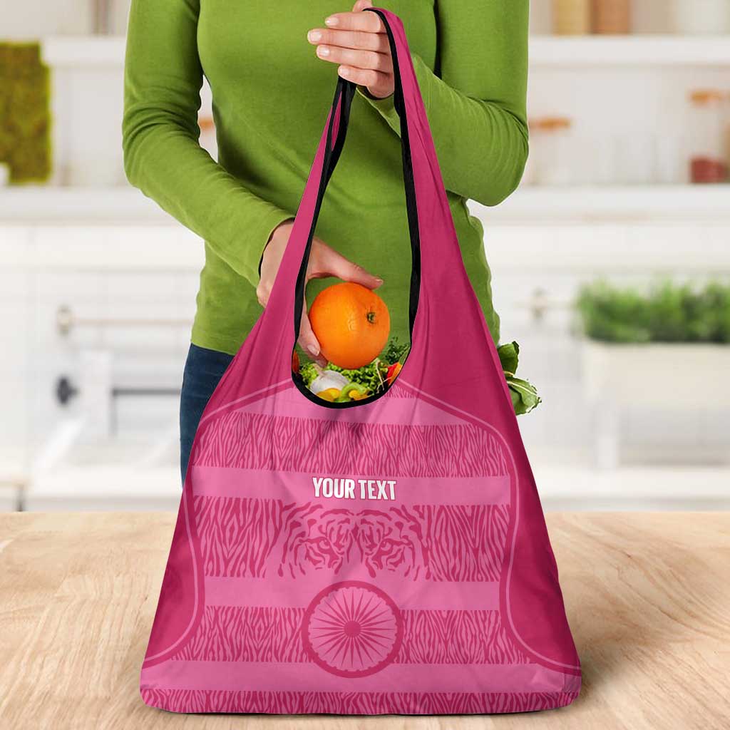 Custom India Football 2026 Grocery Bag Come On Blue Tigresses - Pink Version