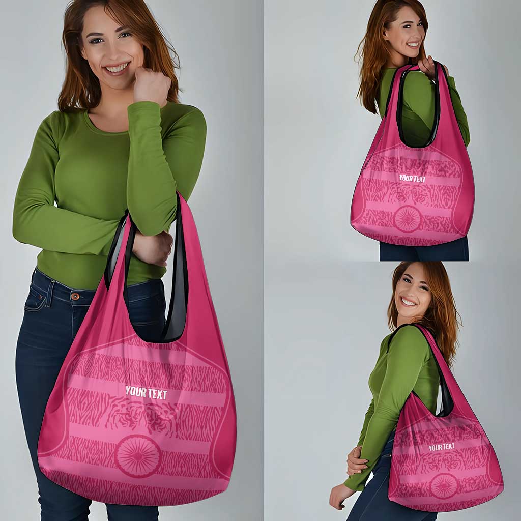 Custom India Football 2026 Grocery Bag Come On Blue Tigresses - Pink Version