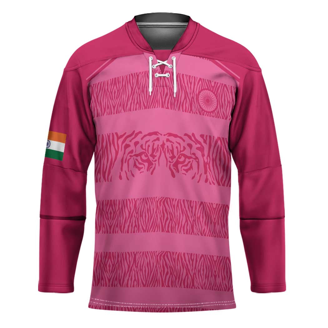 Custom India Football 2026 Hockey Jersey Come On Blue Tigresses - Pink Version