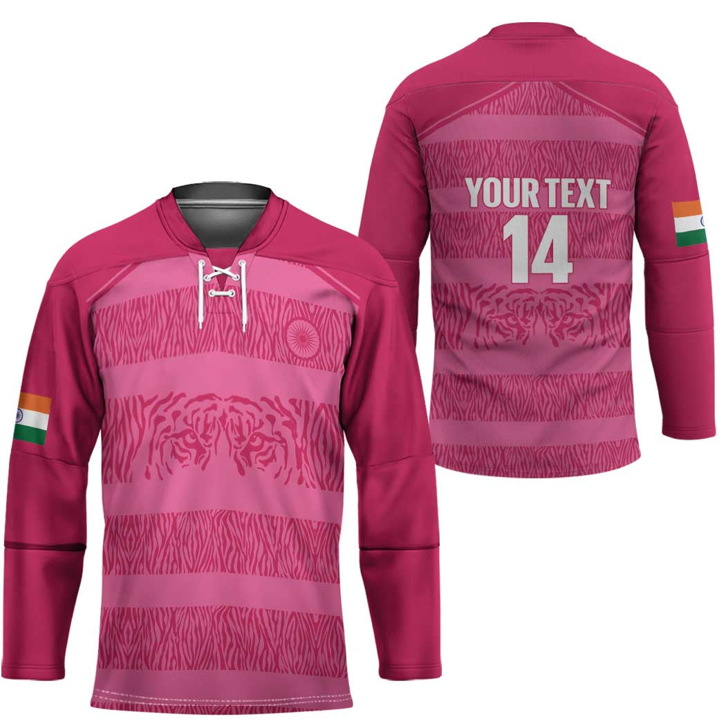 Custom India Football 2026 Hockey Jersey Come On Blue Tigresses - Pink Version
