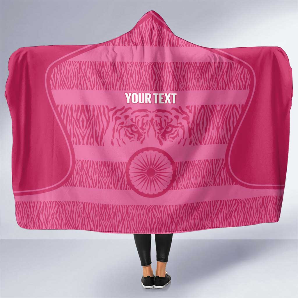 Custom India Football 2026 Hooded Blanket Come On Blue Tigresses - Pink Version