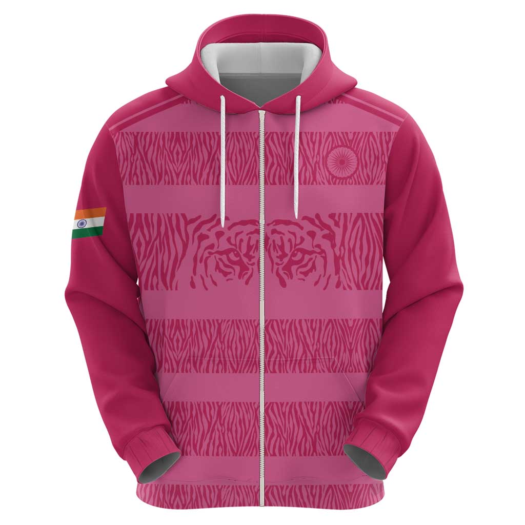 Custom India Football 2026 Hoodie Come On Blue Tigresses - Pink Version