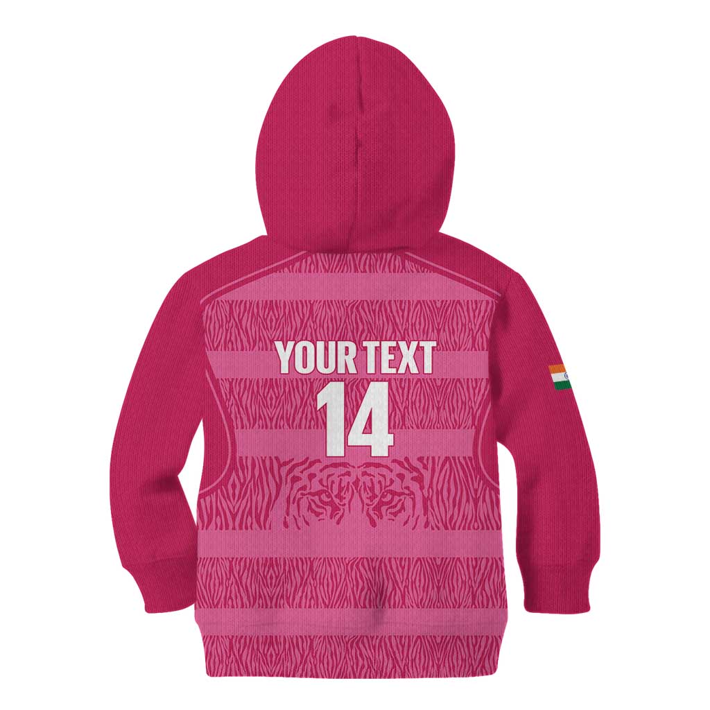 Custom India Football 2026 Kid Hoodie Come On Blue Tigresses - Pink Version