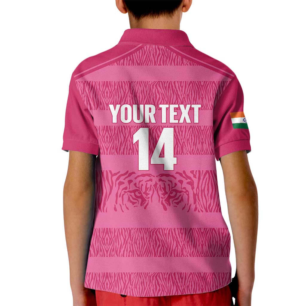 Custom India Football 2026 Kid Polo Shirt Come On Blue Tigresses - Pink Version