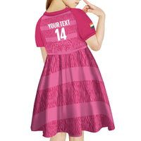 Custom India Football 2026 Kid Short Sleeve Dress Come On Blue Tigresses - Pink Version