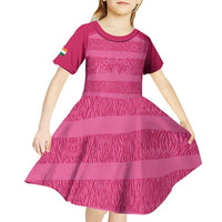 Custom India Football 2026 Kid Short Sleeve Dress Come On Blue Tigresses - Pink Version