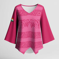 Custom India Football 2026 Kimono Sleeve Blouse Come On Blue Tigresses - Pink Version