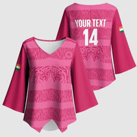 Custom India Football 2026 Kimono Sleeve Blouse Come On Blue Tigresses - Pink Version