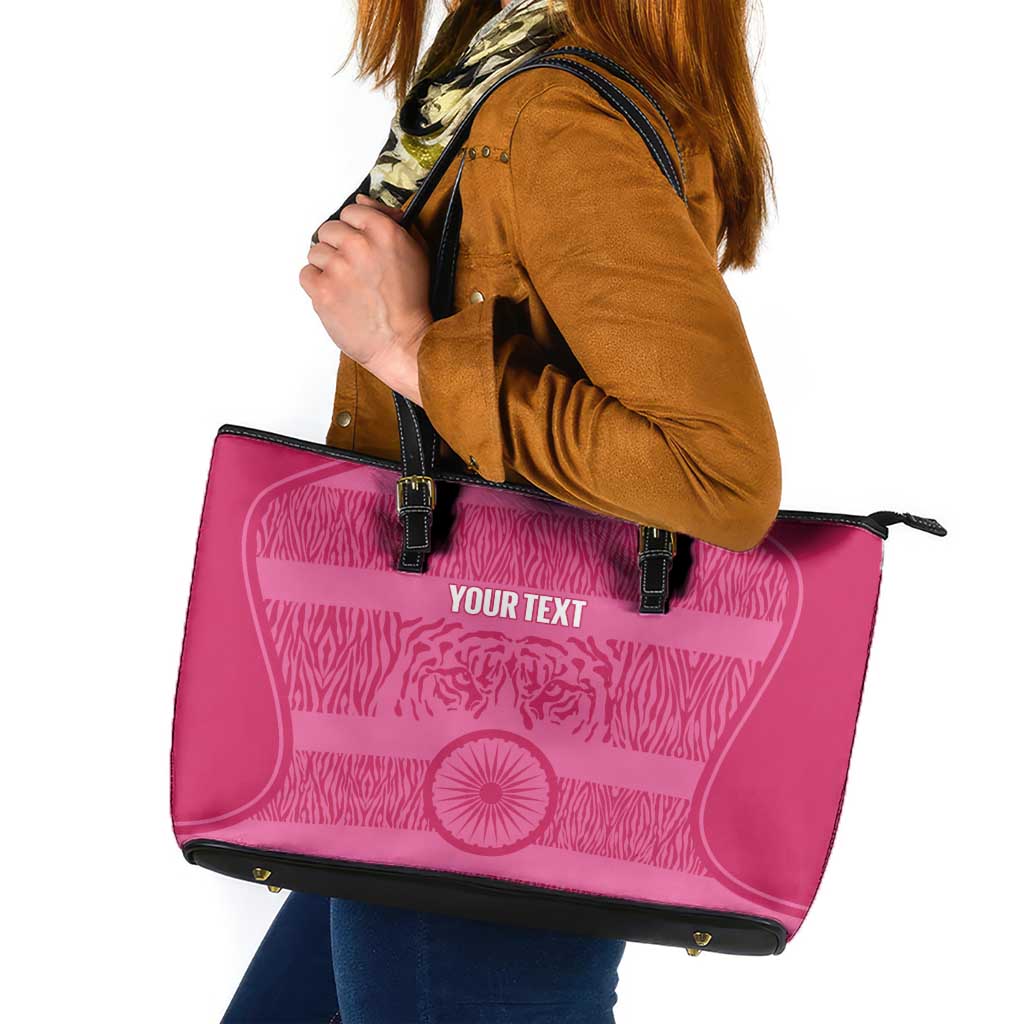 Custom India Football 2026 Leather Tote Bag Come On Blue Tigresses - Pink Version