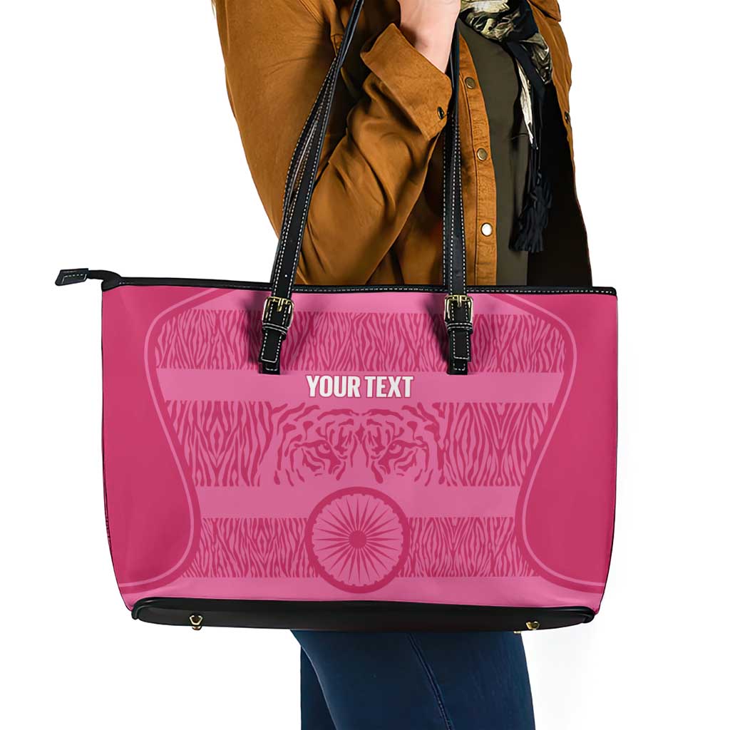 Custom India Football 2026 Leather Tote Bag Come On Blue Tigresses - Pink Version