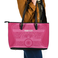 Custom India Football 2026 Leather Tote Bag Come On Blue Tigresses - Pink Version