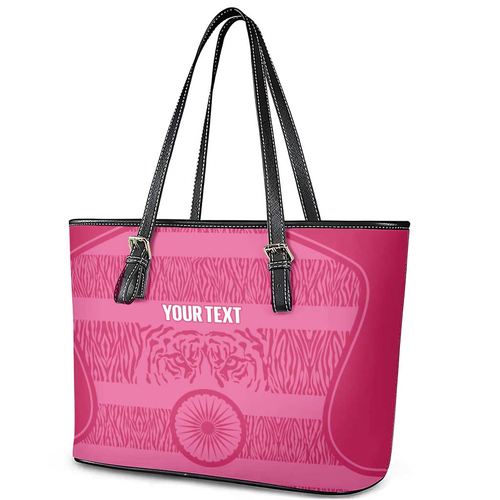 Custom India Football 2026 Leather Tote Bag Come On Blue Tigresses - Pink Version