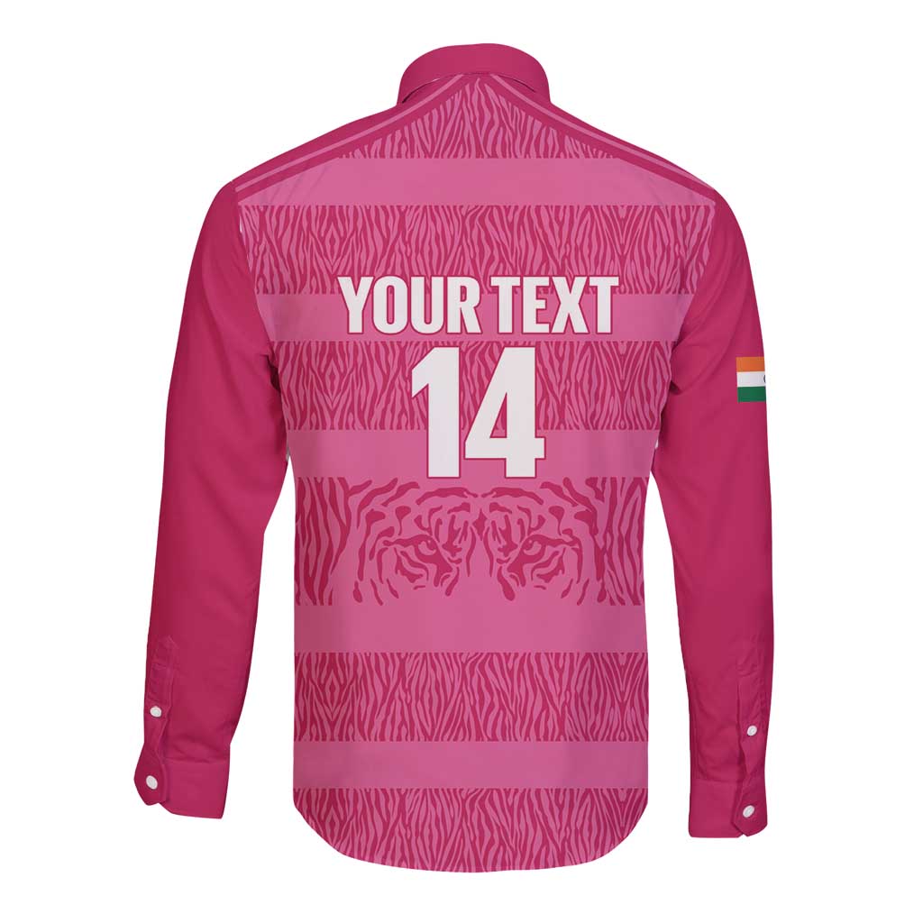 Custom India Football 2026 Long Sleeve Button Shirt Come On Blue Tigresses - Pink Version