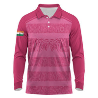 Custom India Football 2026 Long Sleeve Polo Shirt Come On Blue Tigresses - Pink Version
