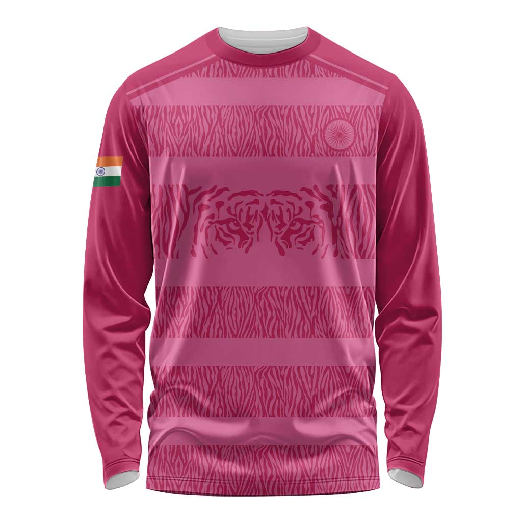Custom India Football 2026 Long Sleeve Shirt Come On Blue Tigresses - Pink Version