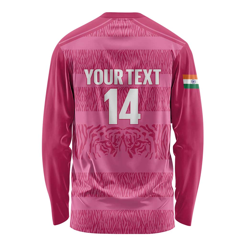 Custom India Football 2026 Long Sleeve Shirt Come On Blue Tigresses - Pink Version