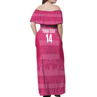 Custom India Football 2026 Off Shoulder Maxi Dress Come On Blue Tigresses - Pink Version