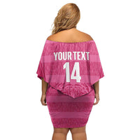 Custom India Football 2026 Off Shoulder Short Dress Come On Blue Tigresses - Pink Version