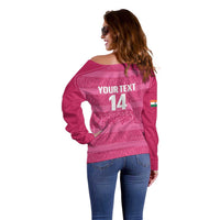 Custom India Football 2026 Off Shoulder Sweater Come On Blue Tigresses - Pink Version