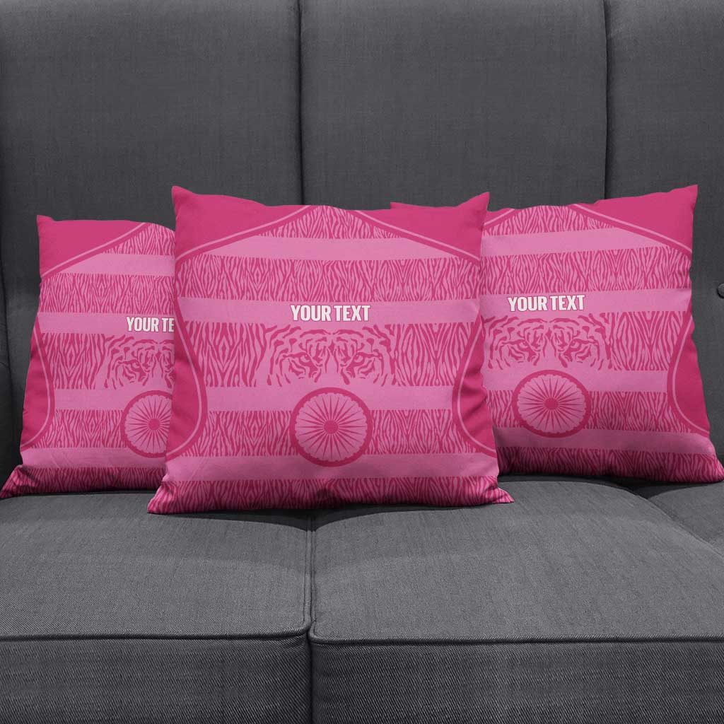 Custom India Football 2026 Pillow Cover Come On Blue Tigresses - Pink Version
