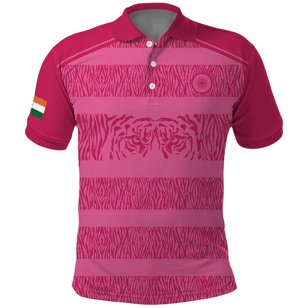 Custom India Football 2026 Polo Shirt Come On Blue Tigresses - Pink Version
