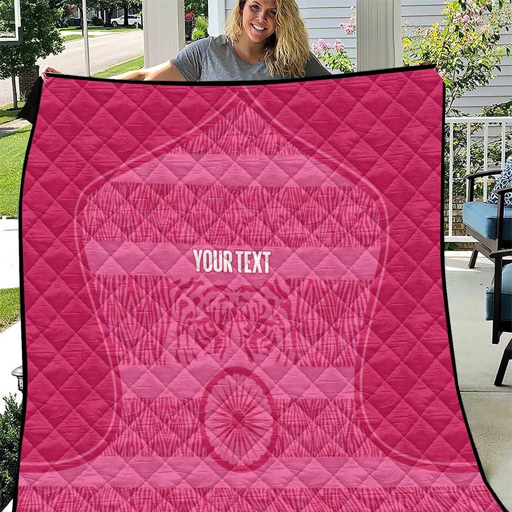 Custom India Football 2026 Quilt Come On Blue Tigresses - Pink Version