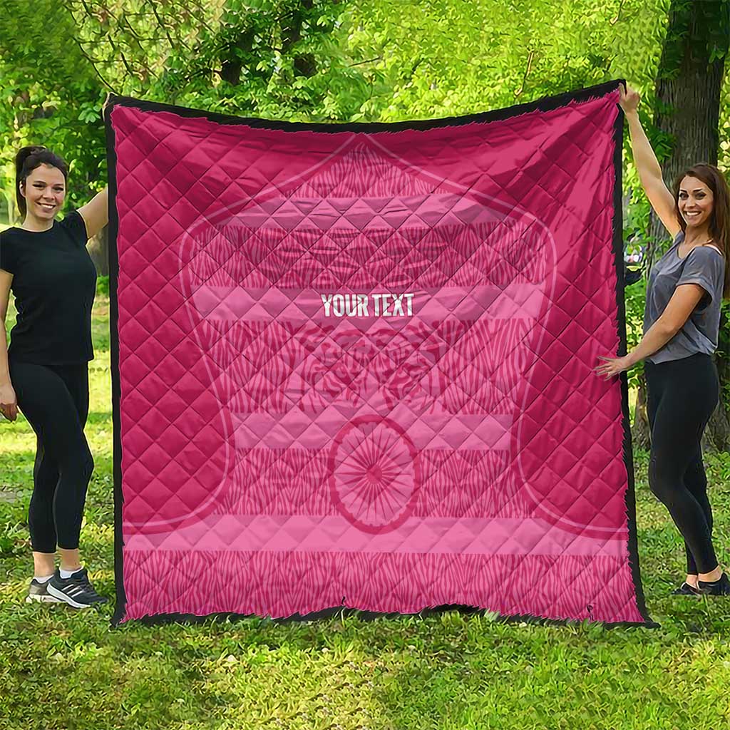 Custom India Football 2026 Quilt Come On Blue Tigresses - Pink Version