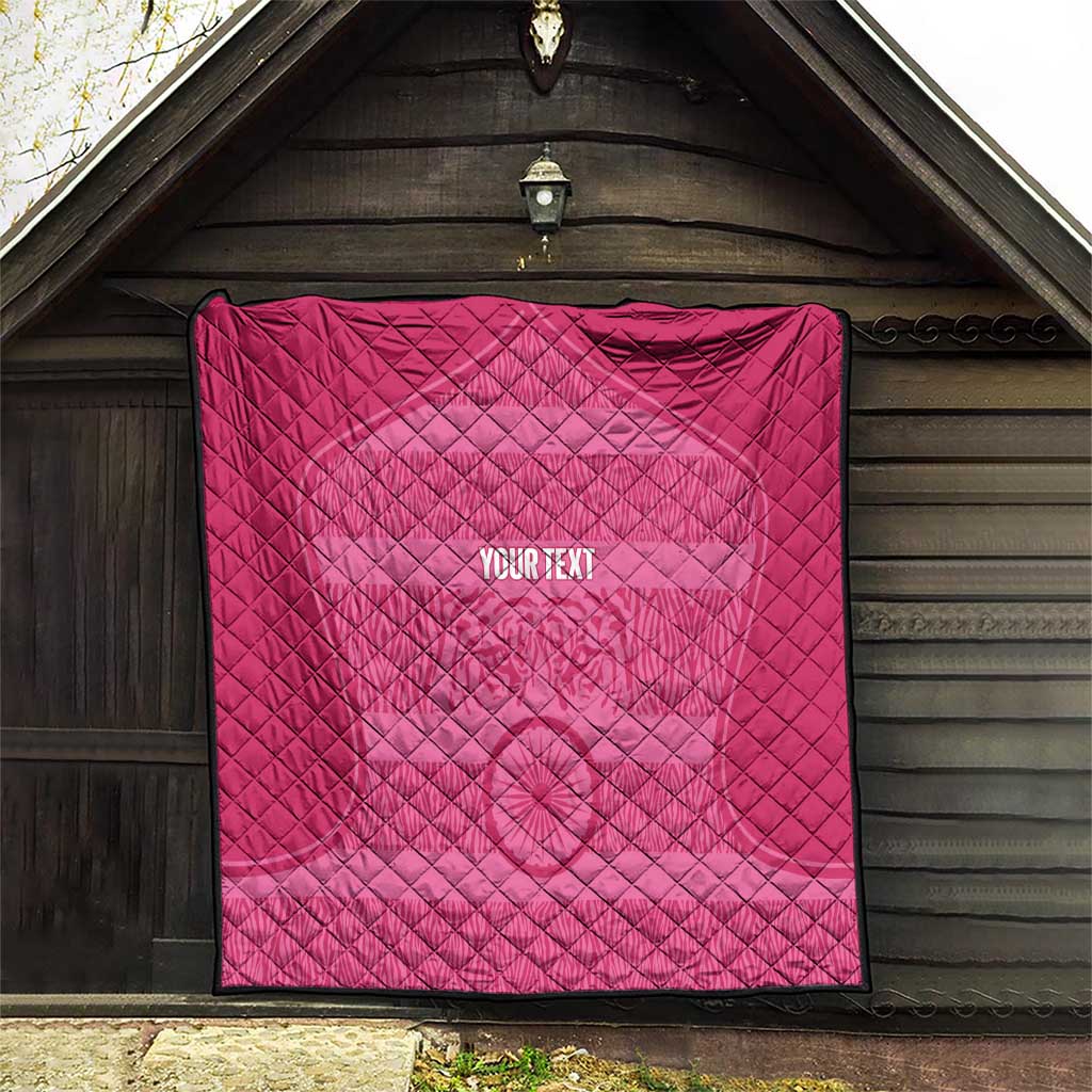 Custom India Football 2026 Quilt Come On Blue Tigresses - Pink Version