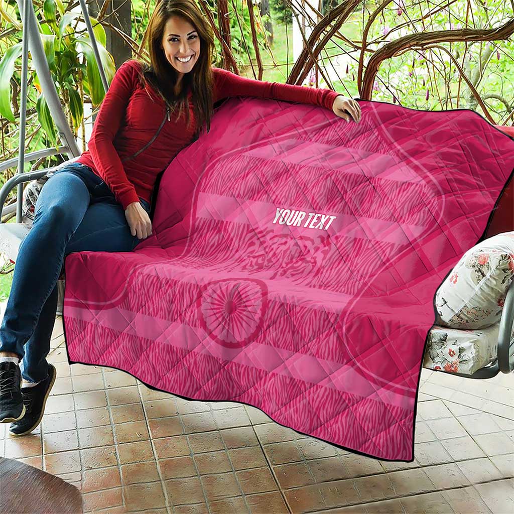 Custom India Football 2026 Quilt Come On Blue Tigresses - Pink Version