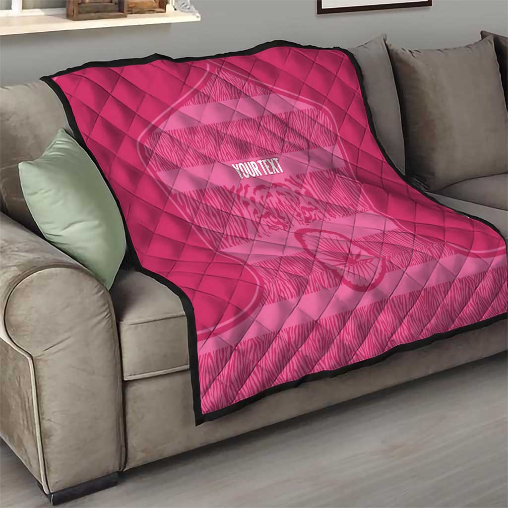 Custom India Football 2026 Quilt Come On Blue Tigresses - Pink Version