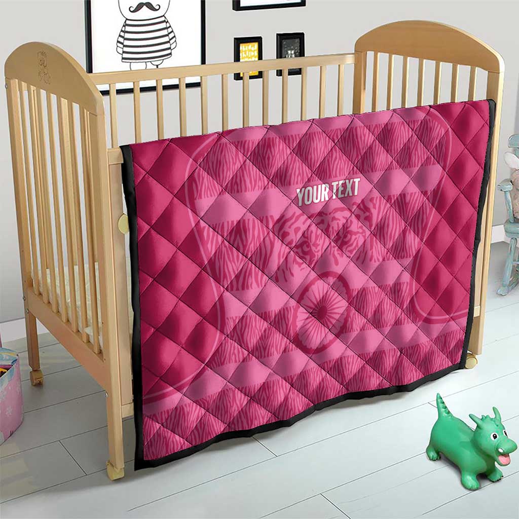 Custom India Football 2026 Quilt Come On Blue Tigresses - Pink Version