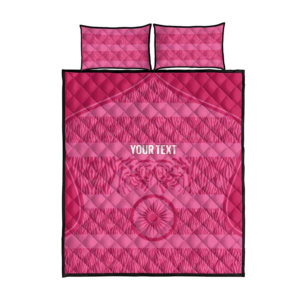 Custom India Football 2026 Quilt Bed Set Come On Blue Tigresses - Pink Version