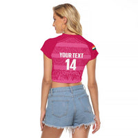 Custom India Football 2026 Raglan Cropped T Shirt Come On Blue Tigresses - Pink Version