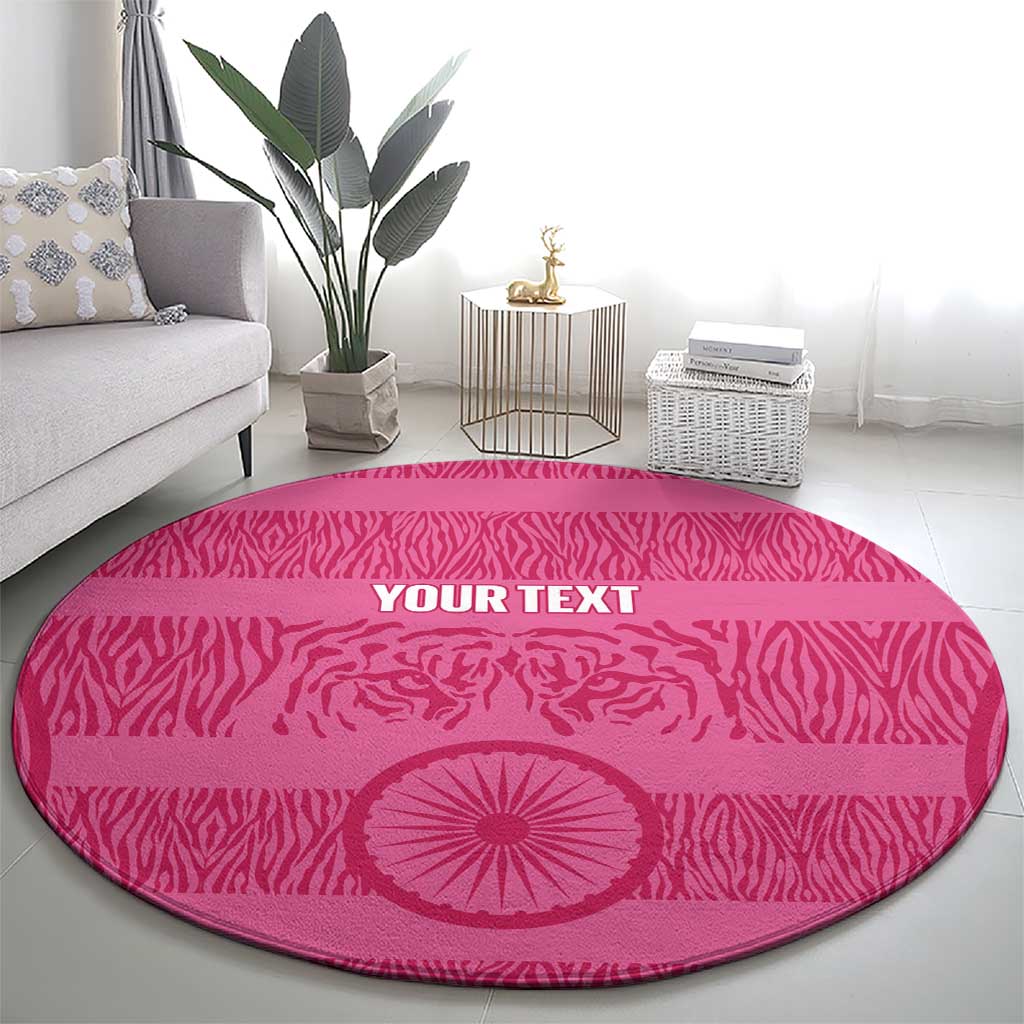 Custom India Football 2026 Round Carpet Come On Blue Tigresses - Pink Version