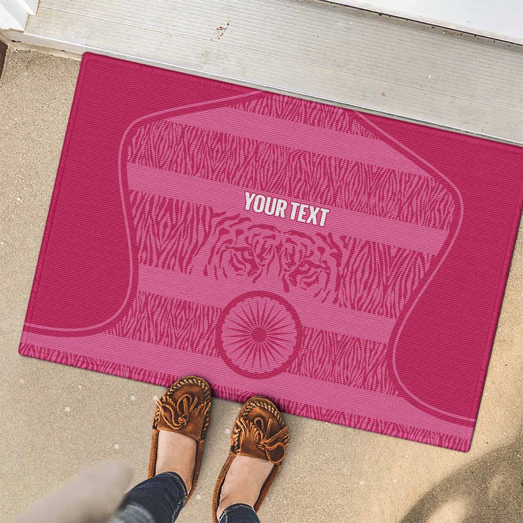Custom India Football 2026 Rubber Doormat Come On Blue Tigresses - Pink Version