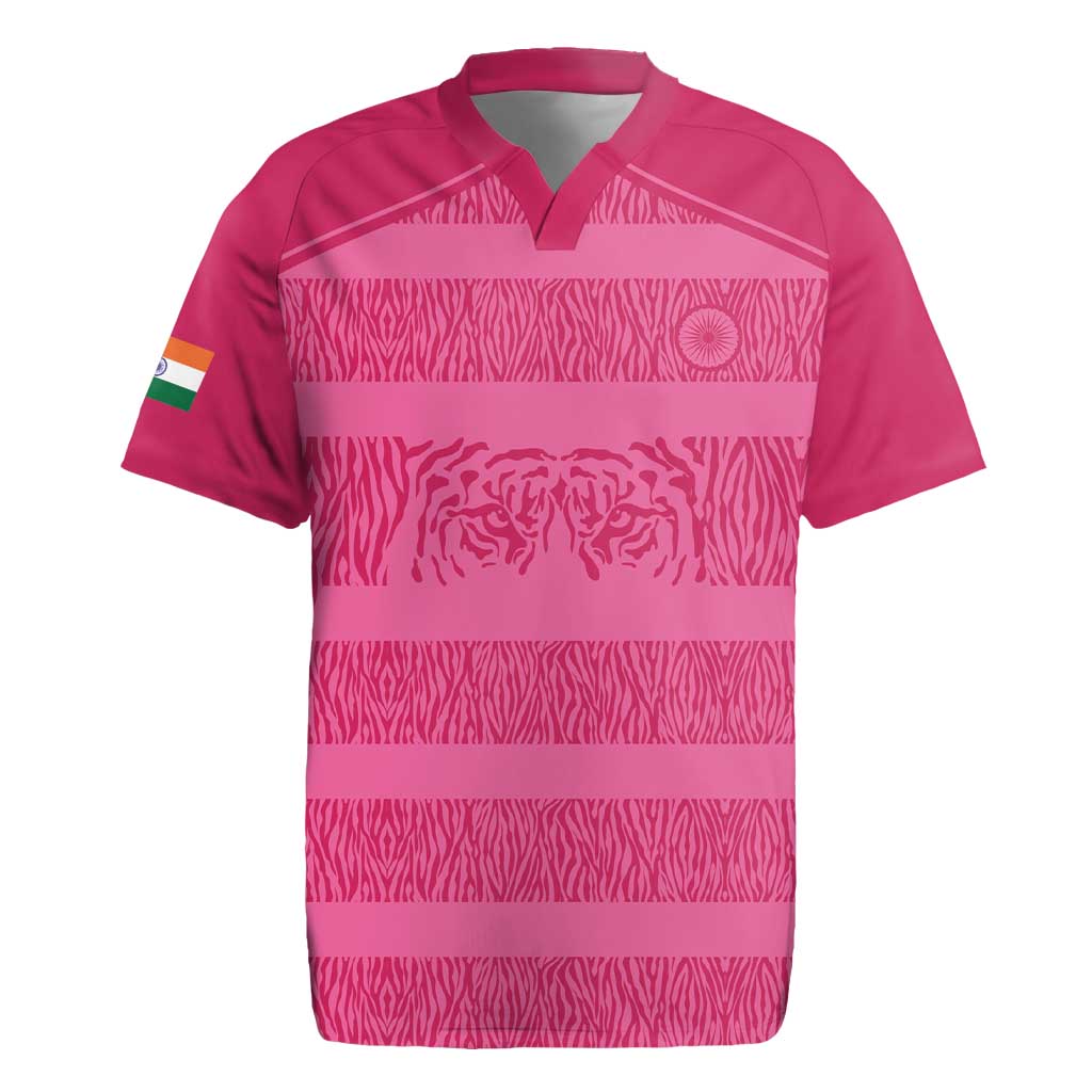 Custom India Football 2026 Rugby Jersey Come On Blue Tigresses - Pink Version