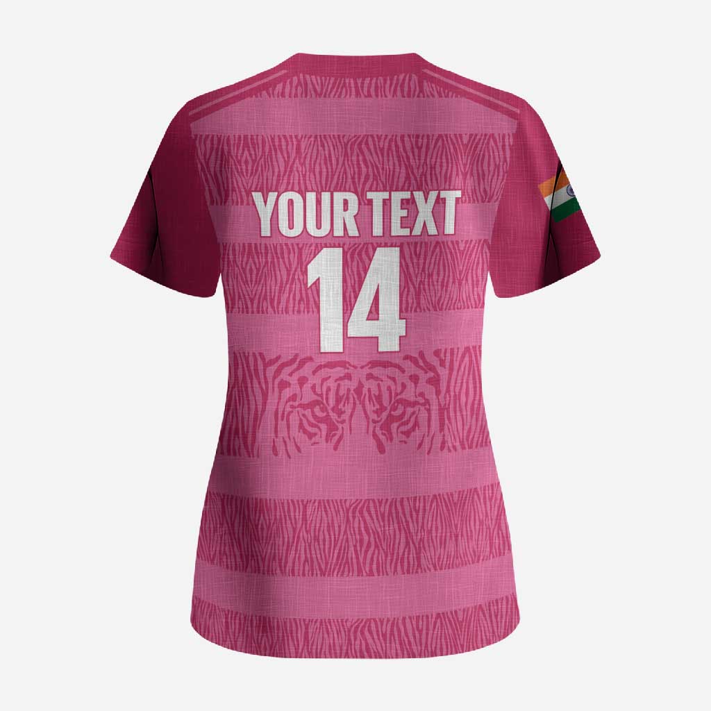 Custom India Football 2026 Scrub Top Come On Blue Tigresses - Pink Version