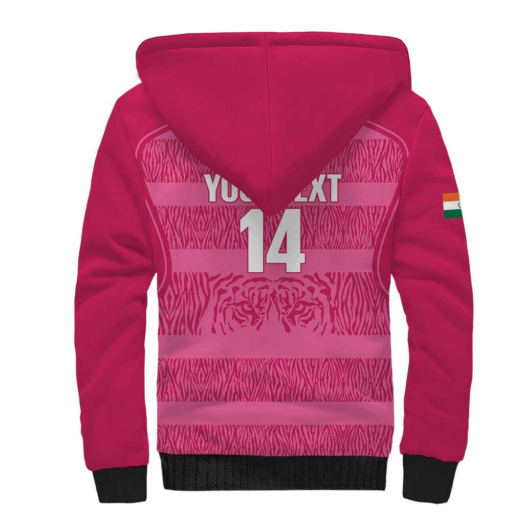 Custom India Football 2026 Sherpa Hoodie Come On Blue Tigresses - Pink Version