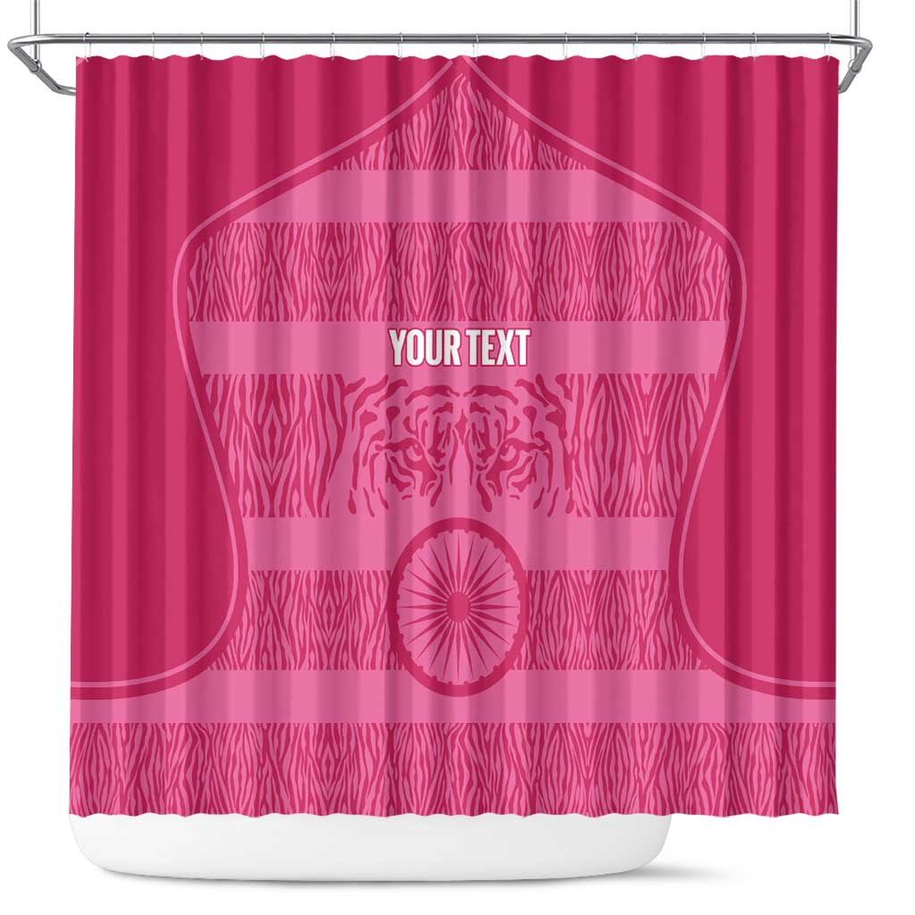 Custom India Football 2026 Shower Curtain Come On Blue Tigresses - Pink Version