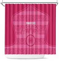 Custom India Football 2026 Shower Curtain Come On Blue Tigresses - Pink Version